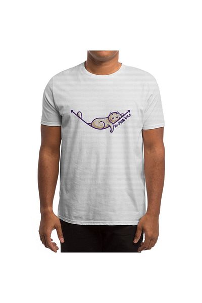 Fizello Λευκό μπλουζάκι Unisex για άνδρες και γυναίκες - Hy-purr-bola Maths Cat Pun