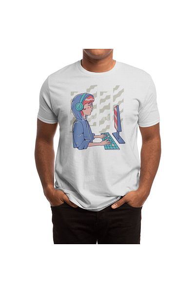 Fizello Ανδρικά και γυναικεία Anime Manga Girl Coding Comic Unisex Λευκό T-shirt