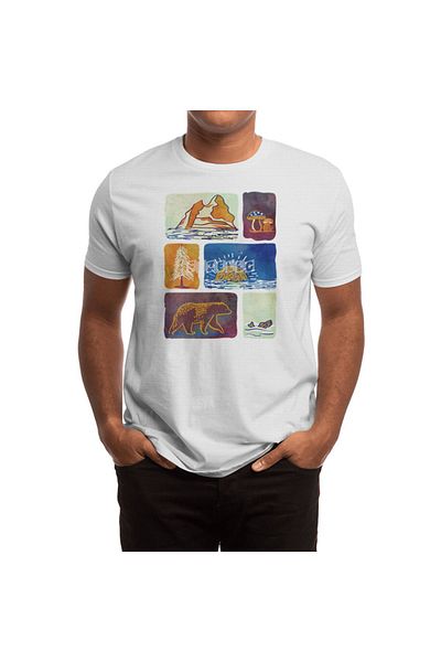Fizello Tricou alb unisex - Scene ale naturii în stil acuarelă, bărbați și femei