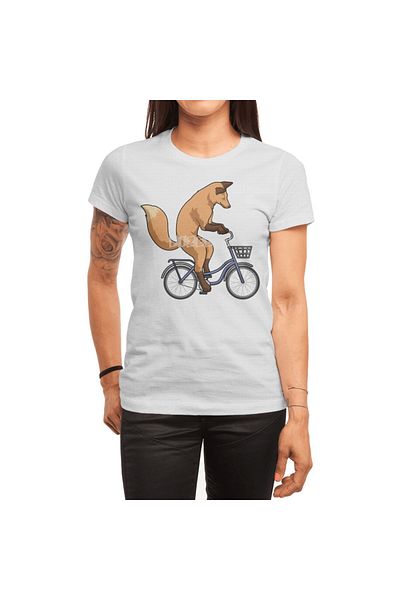 Fizello Ανδρικό και γυναικείο λευκό μπλουζάκι Unisex με σχέδιο Fox Bicycle