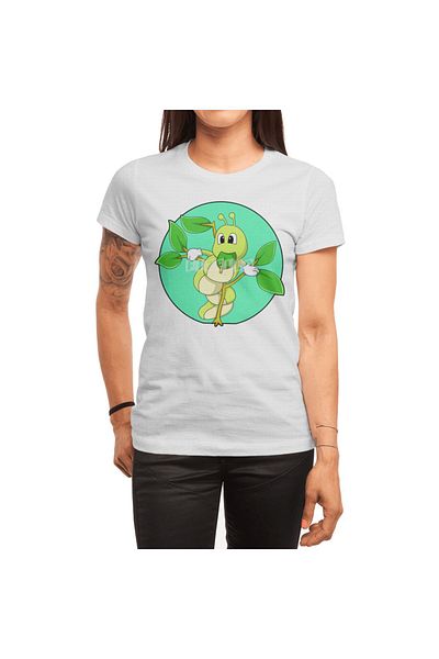 Fizello Bílé tričko pro muže a ženy - Caterpillar With Leaf Unisex Design