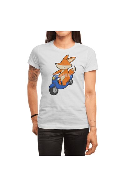 Fizello Tricou alb pentru bărbați și femei - Tricou unisex Fox Biker With Scooter