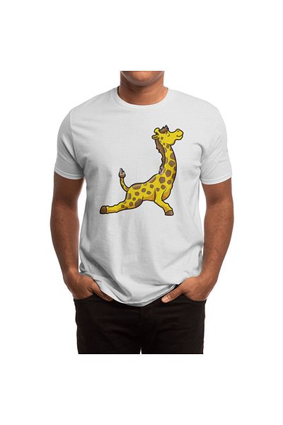 Fizello Ανδρικό και γυναικείο μπλουζάκι Unisex White Giraffe Yoga Stretching - Πόδια & Λαιμός