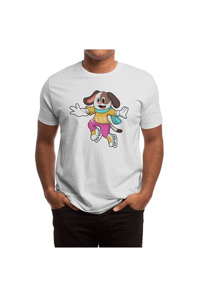 Fizello Λευκό μπλουζάκι Unisex - Dog at Ice Skating, για άνδρες και γυναίκες