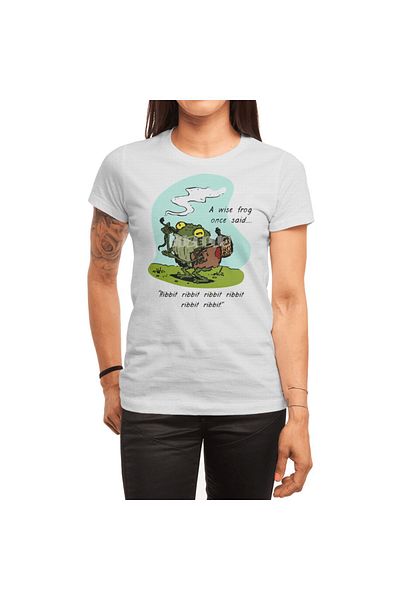 Fizello Ανδρικό και γυναικείο λευκό μπλουζάκι Unisex - Wise Frog Pattern
