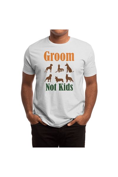 Fizello Ανδρικό και γυναικείο λευκό μπλουζάκι Unisex - Groom Dogs Not Kids