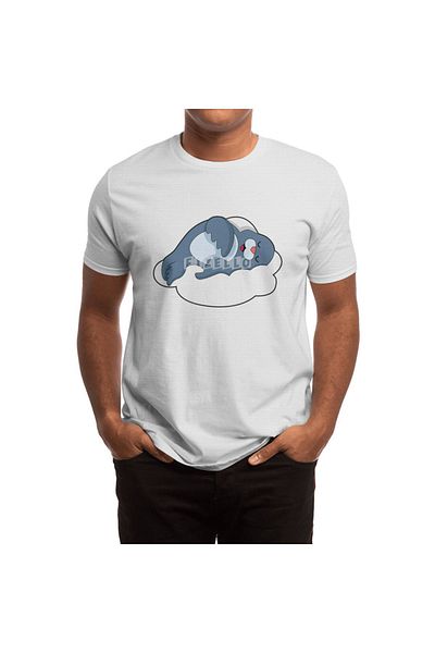 Fizello Men's and Women's White T-Shirt - Seal at Sleeping on Cloud Unisex T-Shirt