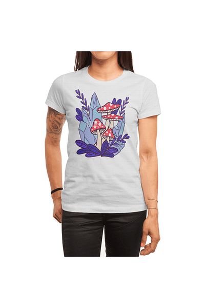 Fizello Μπλουζάκι για άνδρες και γυναίκες - Unisex λευκό μπλουζάκι με μοτίβο μαγικών μυκήτων