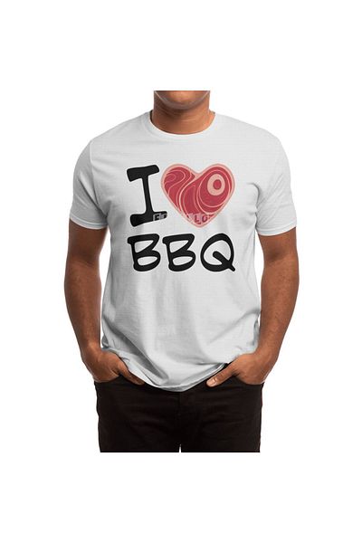Fizello Tricou alb unisex I Love BBQ