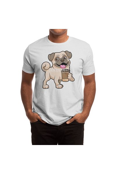 Fizello Λευκό μπλουζάκι Pug Coffee To Go Unisex
