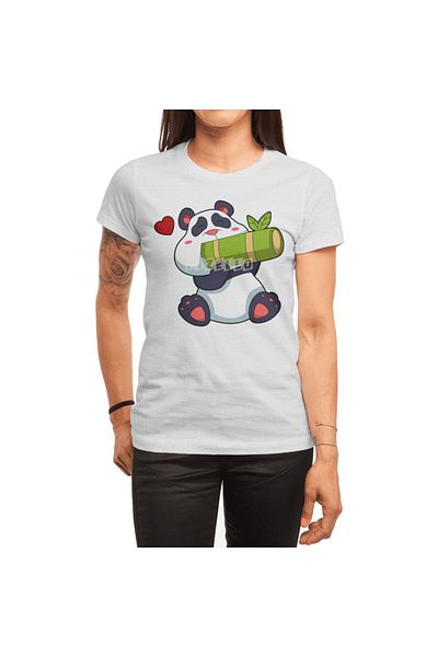 Fizello Λευκό μπλουζάκι Unisex με μοτίβο Panda Bamboo Heart για άνδρες και γυναίκες