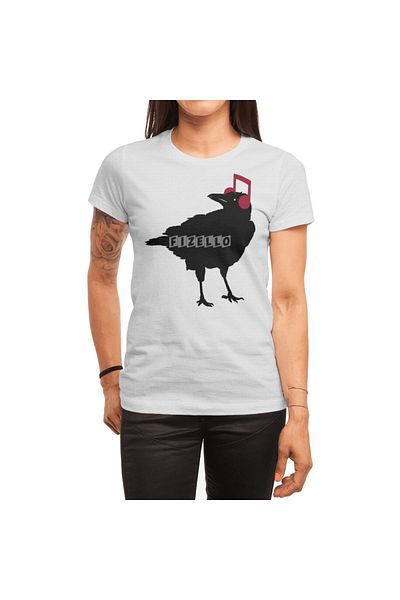 Fizello Λευκό μπλουζάκι Unisex για άνδρες και γυναίκες - Music Bird Crow Musical Note Design με χαμηλή συχνότητα