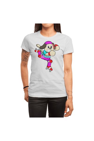 Fizello Dog At Online Skating - Unisex Λευκό T-Shirt, με κουκούλα
