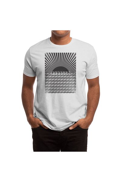 Fizello Λευκό μπλουζάκι Geometry Sunset Waves Unisex