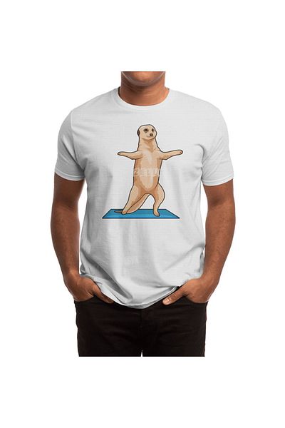Fizello Meerkat At Fitness - Ανδρικό και γυναικείο λευκό μπλουζάκι Stretching