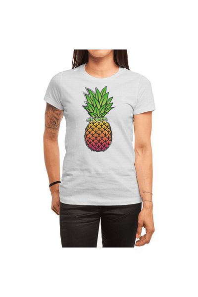 Fizello Ανδρικό και γυναικείο λευκό μπλουζάκι - Tropic Pineapple Unisex Design