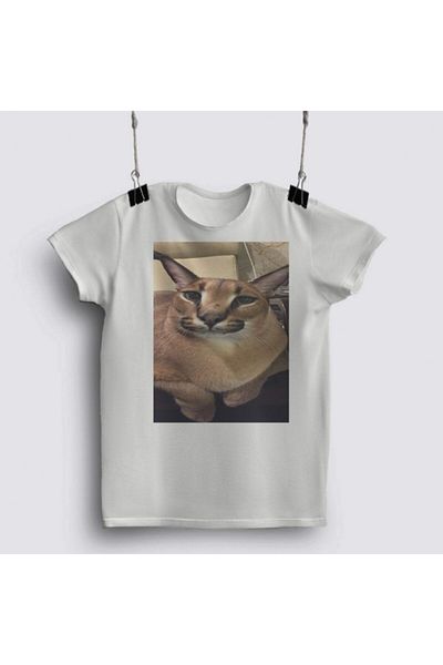 Fizello Λευκό μπλουζάκι Floppa Meme Design Unisex