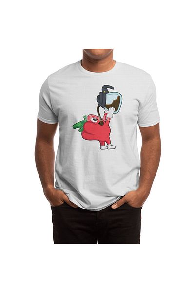 Fizello Tricou alb unisex - Pepper With Pot Of Coffee Tricou pentru bărbați și femei