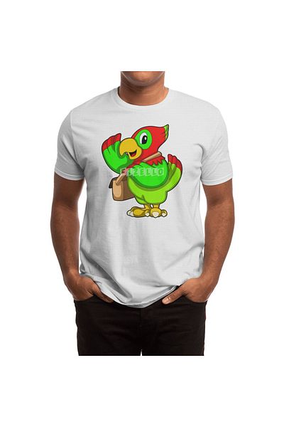 Fizello Ανδρικό και γυναικείο μπλουζάκι Unisex White Parrot - With Purse T-shirt