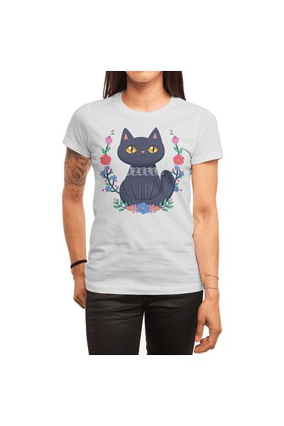 Fizello Tricou alb Pretty Kitty pentru bărbați și femei - Design cu flori colorate