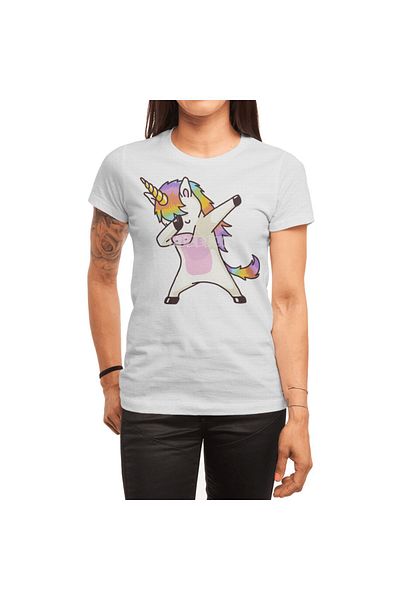 Fizello Unicorn Dabbing Shirt - Hip Hop Magic, ανδρικό και γυναικείο λευκό μπλουζάκι