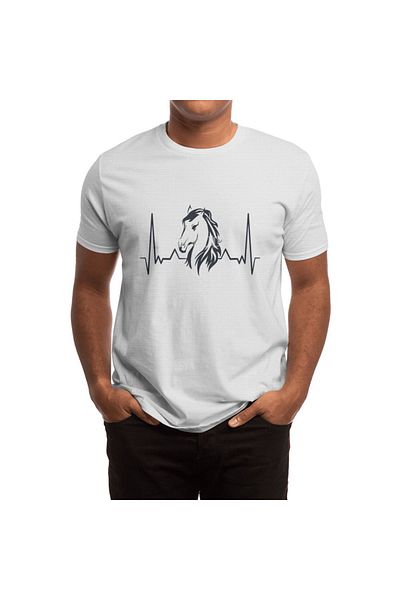 Fizello Λευκό μπλουζάκι Unisex Horse Lover Heartbeat για άνδρες και γυναίκες
