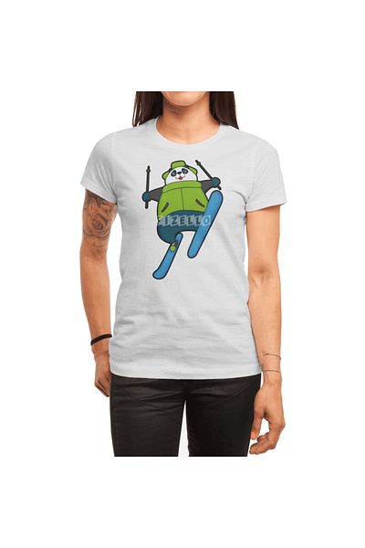 Fizello Μπλουζάκι Ski Jumper με σχέδιο Panda για άνδρες και γυναίκες - Λευκό μπλουζάκι Unisex