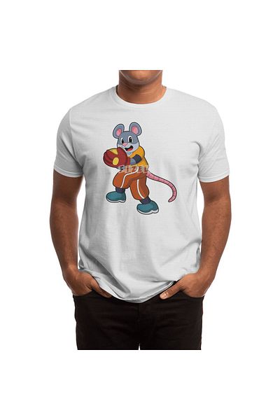 Fizello Tricou alb pentru bărbați și femei - Mouse At Baseball, tricou unisex, design mănușă de baseball