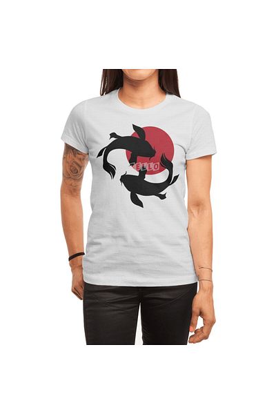 Fizello Ανδρικό και γυναικείο λευκό μπλουζάκι Unisex Koi Fishes