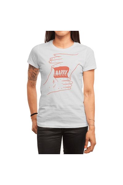 Fizello Tricou alb unisex Happiness pentru bărbați și femei