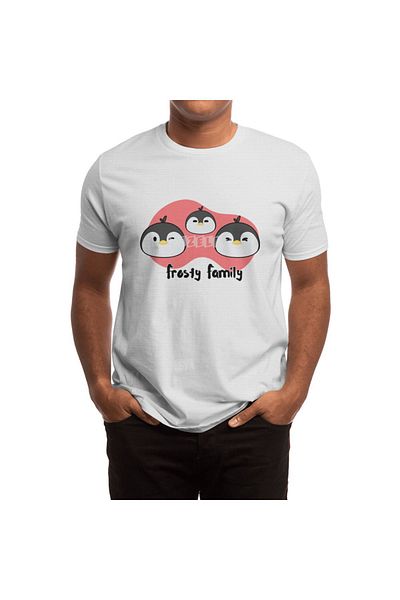 Fizello Frost Family - Λευκό μπλουζάκι με σχέδιο Penguin για άνδρες και γυναίκες
