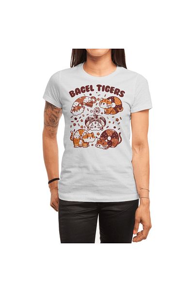 Fizello Λευκό μπλουζάκι Bagel Tigers Breakfast Animals Unisex