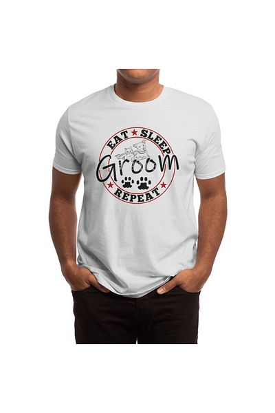 Fizello Φάτε το Sleep Groom Repeat! Λευκό μπλουζάκι Unisex