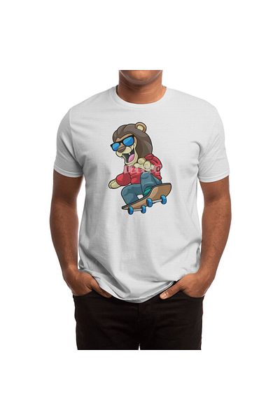 Fizello Ανδρικό και γυναικείο T-shirt White Lion - Skater και Skateboard με λεπτομέρειες