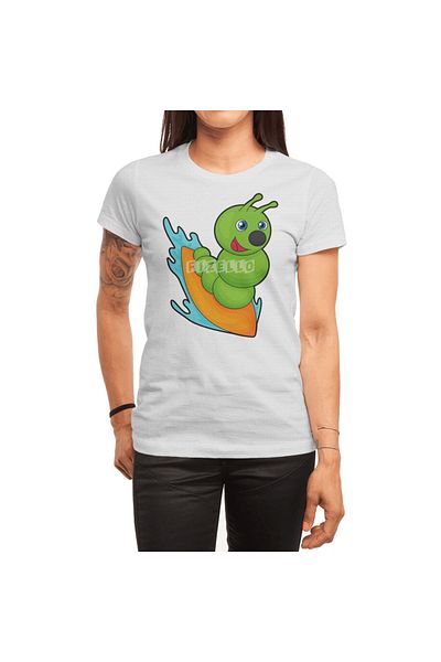 Fizello Unisex Λευκό T-Shirt Caterpillar Surfer - Ανδρικά και Γυναικεία