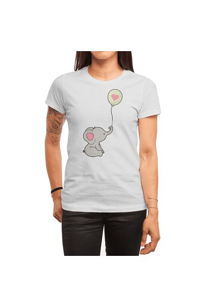 Fizello Λευκό μπλουζάκι Unisex με μοτίβο Elefant and Balloon Heart