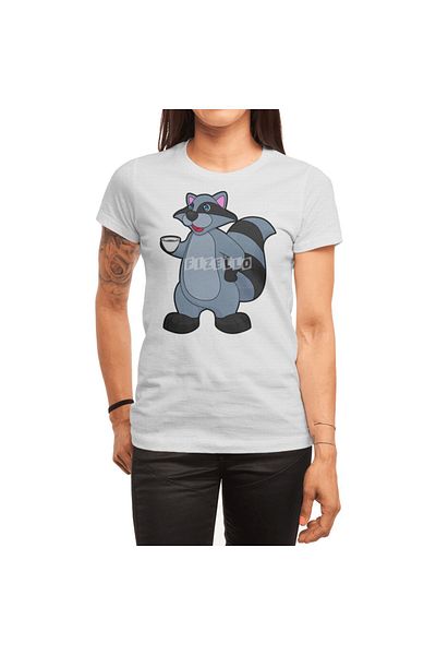 Fizello Λευκό μπλουζάκι με μοτίβο Racoon Coffee Cup για άνδρες και γυναίκες