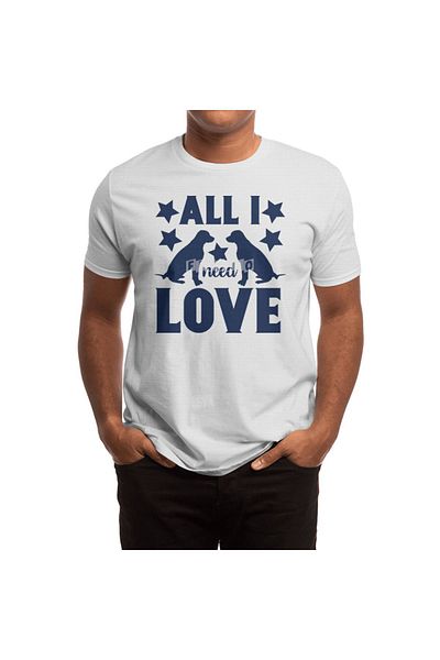 Fizello Ανδρικό και γυναικείο μπλουζάκι - All I Need Dog Love Λευκό μπλουζάκι Unisex
