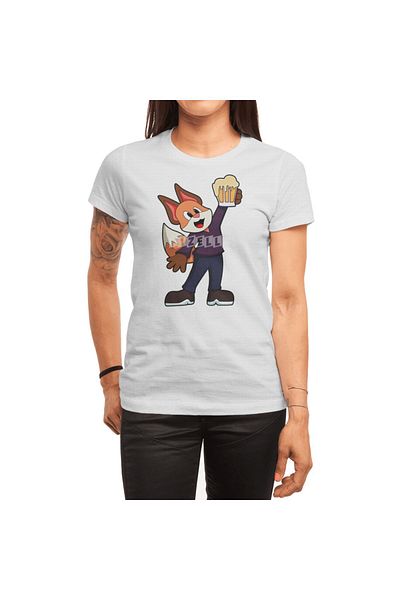Fizello Fox With Glass Of Beer - Unisex Λευκό T-Shirt