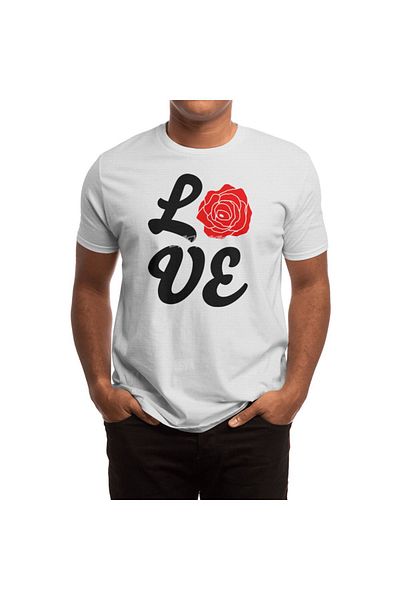 Fizello Love Nature - Λευκό μπλουζάκι Unisex με στάμπα κόκκινο τριαντάφυλλο για άνδρες και γυναίκες