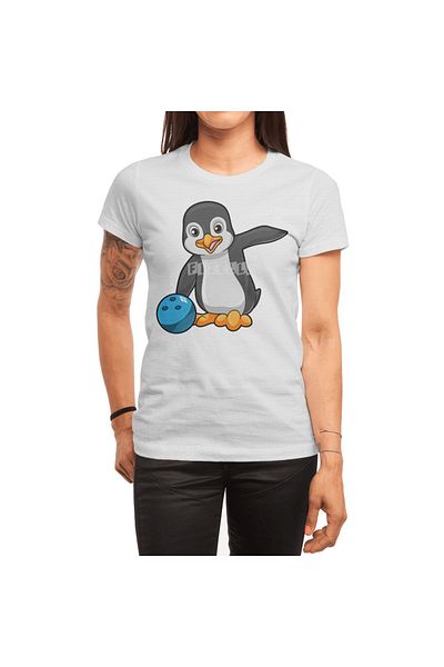 Fizello Pinguin Bowling - T-shirt για άνδρες και γυναίκες, Unisex λευκό μπλουζάκι