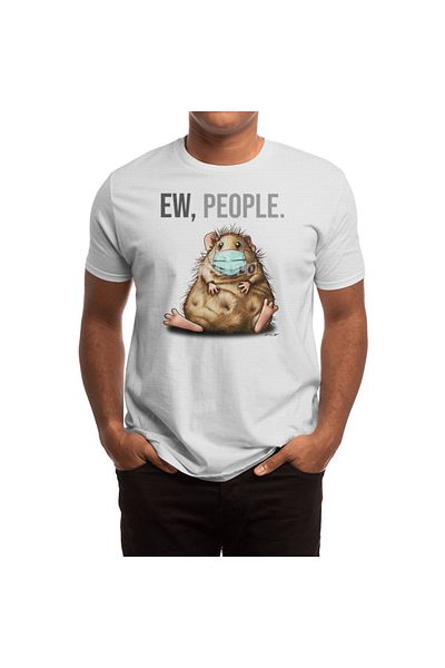 Fizello Μπλουζάκι για άνδρες και γυναίκες - Ew People Guinea Pig with Mask, Unisex Λευκό T-shirt