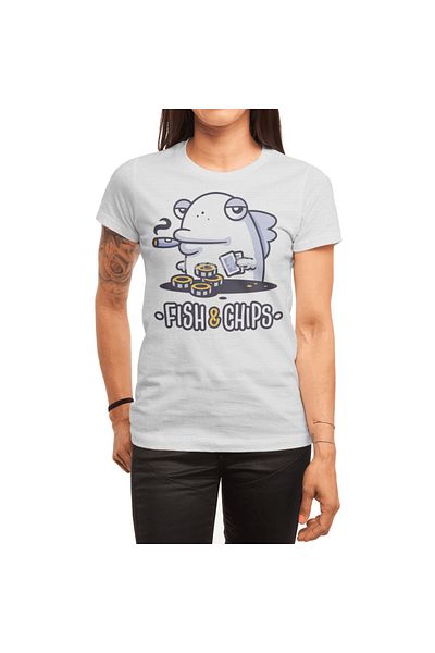 Fizello Ανδρικό και γυναικείο μπλουζάκι White Fish And Chips - Unisex