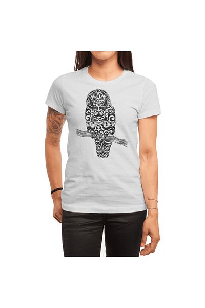 Fizello Tricou alb Swirly Owl pentru bărbați și femei - Tricou unisex