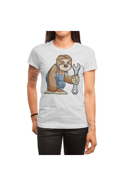 Fizello Tricou alb pentru bărbați și femei - Sloth As Craftsman With Wrench Tricou unisex