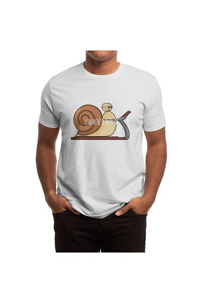 Fizello Men's and Women's White Snail Patterned Jogging T-Shirt - Unisex Treadmill T-Shirt