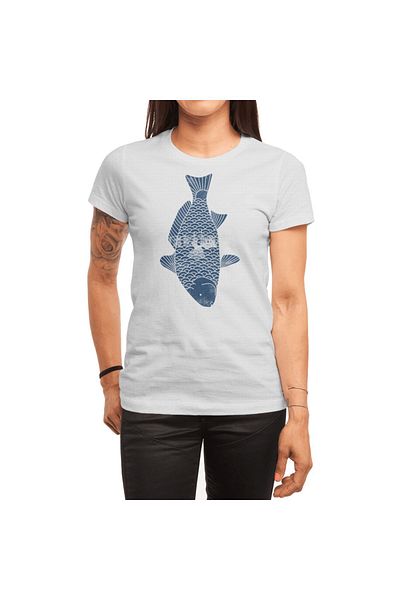 Fizello Tricou alb unisex pentru bărbați și femei - model Fishing In A Fish