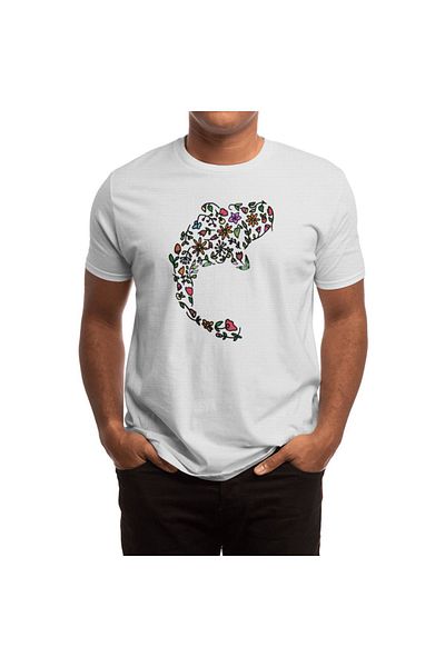 Fizello Floral Koi Fish Print Λευκό T-shirt για άνδρες και γυναίκες