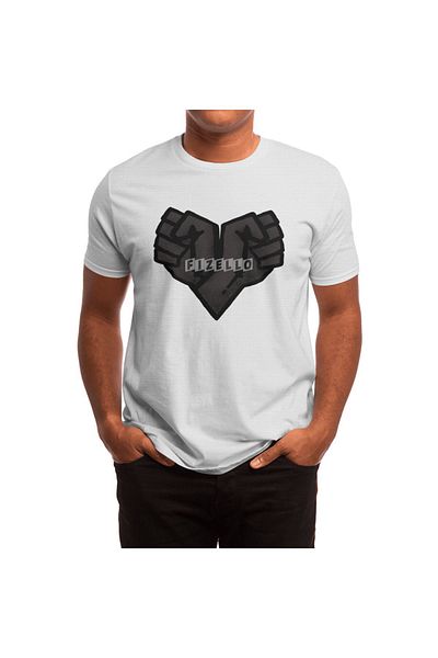 Fizello Tricou cu model inimă neagră pentru bărbați și femei - Tricou alb unisex