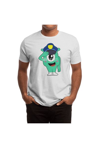Fizello Tricou alb pentru bărbați și femei - Alien As Police Officer, unisex Police Hat Design